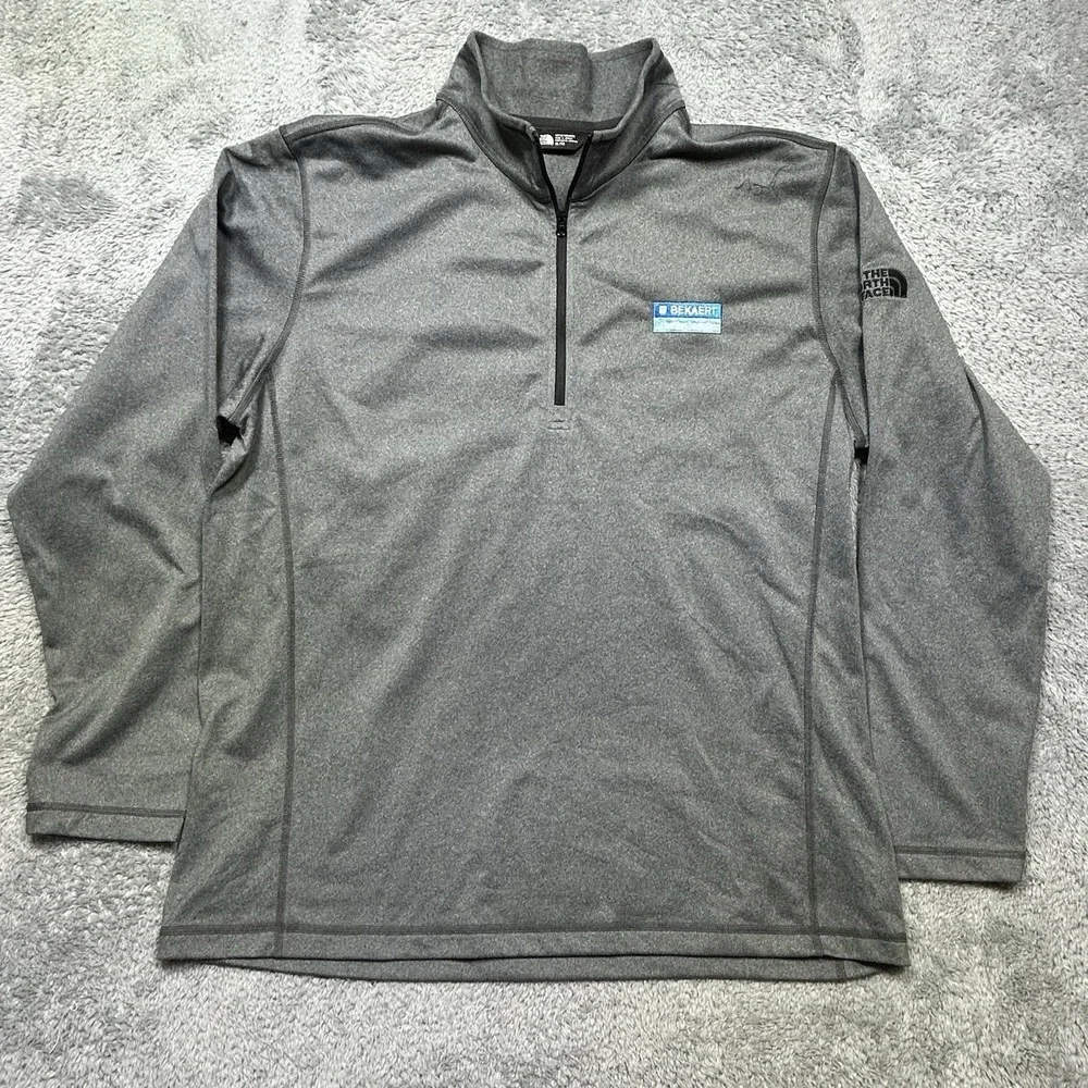 The North Face Pullover Men's XL Gray Tech 1/4 Zip Fleece Outdoor Bekaert Logo